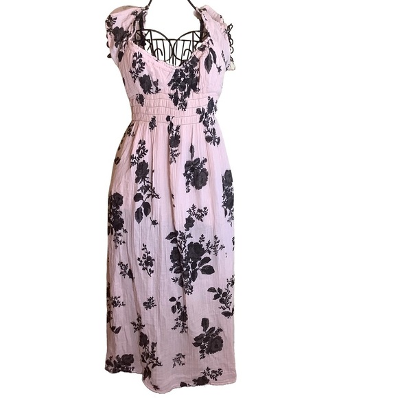Free People Black and Pink Forget Me Not Floral Dress Size Small - Picture 2 of 8